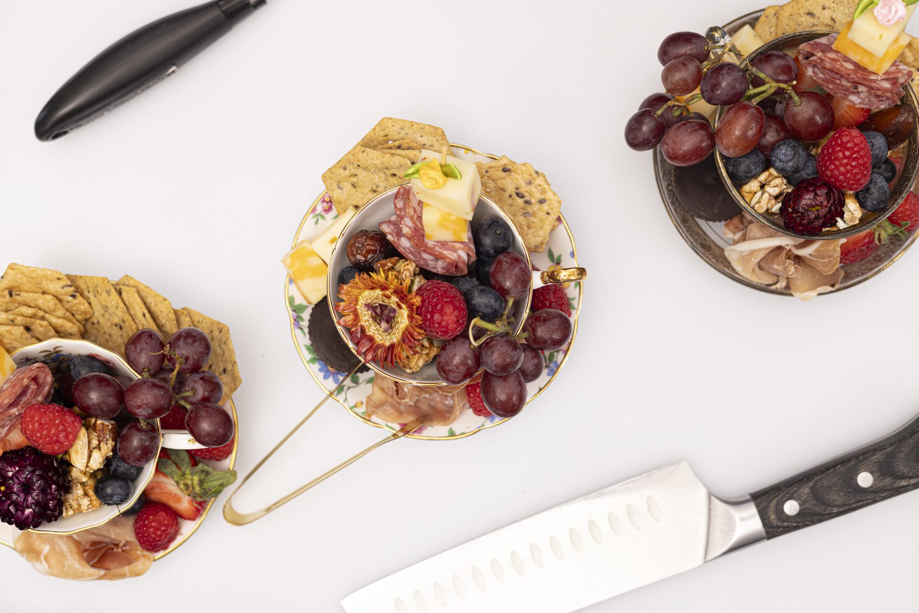 Charcuterie table with styled grazing display